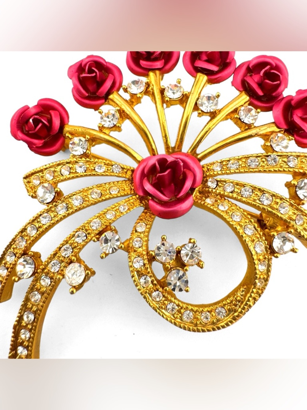 Rose Rhinestone Brooch - Picture 4 of 5